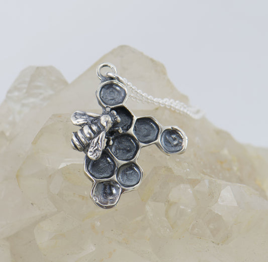 Bee on Honeycomb Pendant