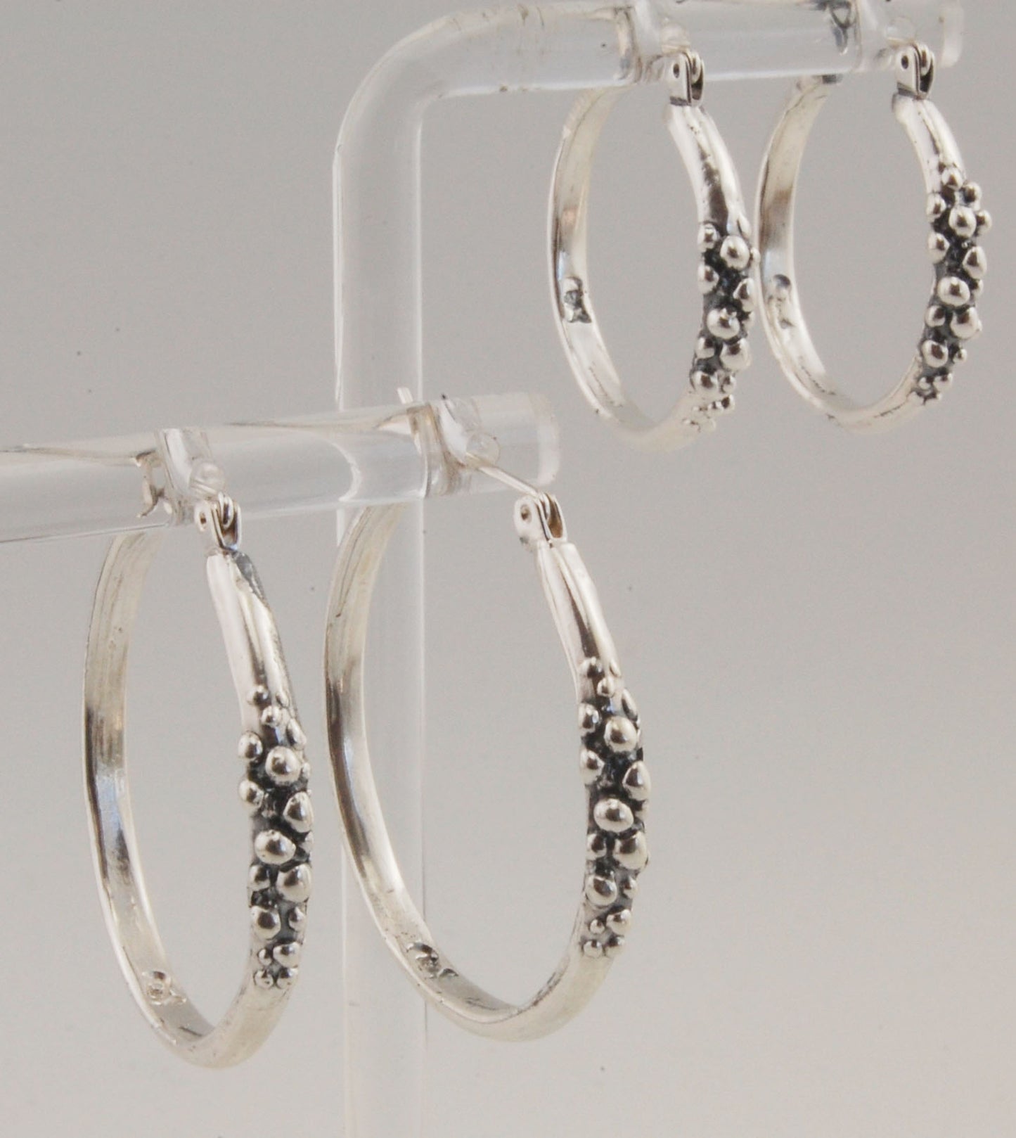 Bubble Hoops in Sterling
