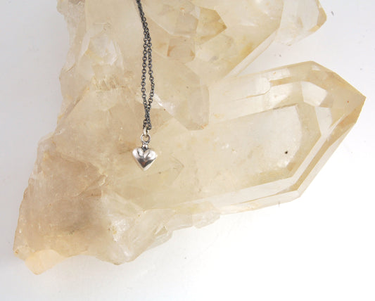Small Puffy Heart Dangle Pendant in Sterling Silver