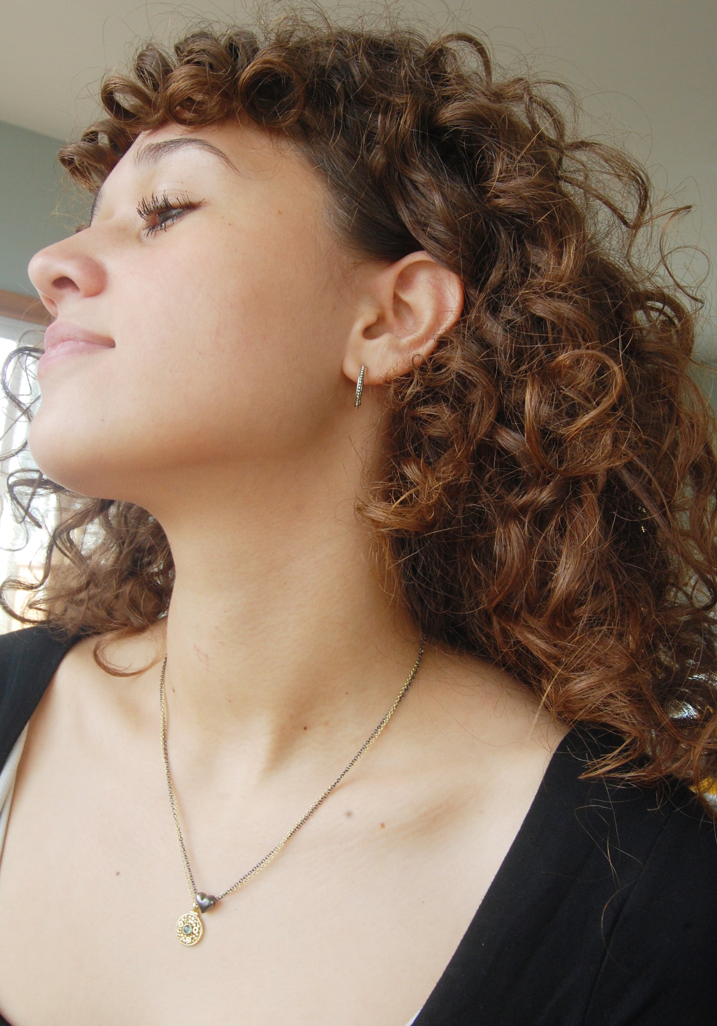 Small Puffy Heart Dangle Pendant in Sterling Silver