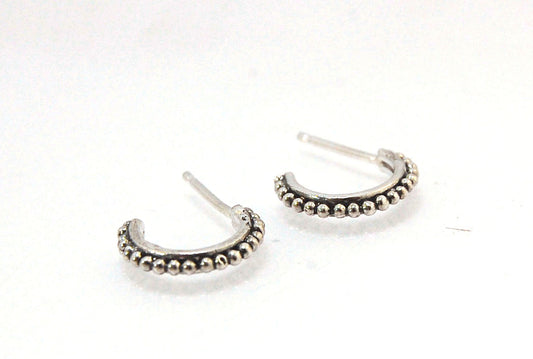 Etruscan Hoop Posts - Xtra Small in Sterling Silver These are my smallest Etruscan Hoops as a post-earring! Smaller than a dime - these post hoops hug your earlobe. So freakin’ cute! I like to wear them in my second piercing up and I prefer the gold! But