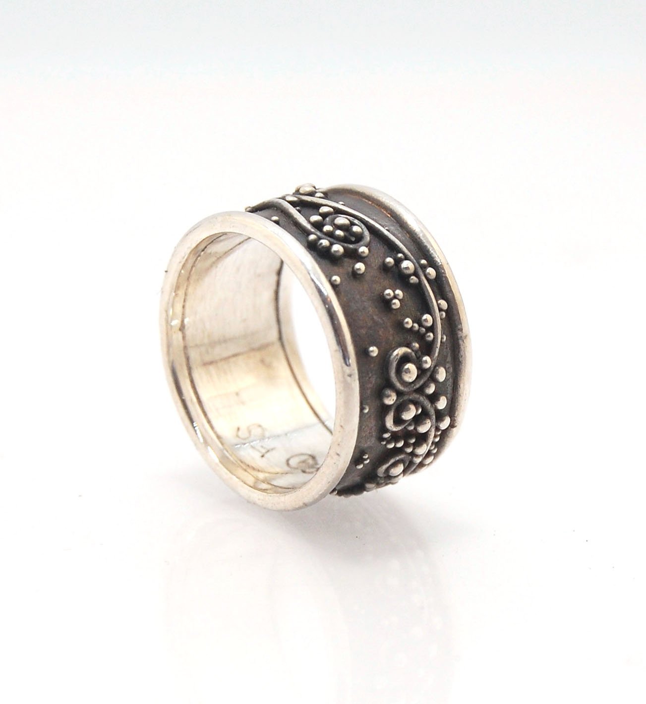 Waves Fine Silver Granulation Ring 11mm wide - PBS RING This is very similar to the ring I made during the segment of “A Craftsman’s Legacy” on PBS a few years ago. I am happy to make one for you in your size.Granulation is an ancient fusing process utili