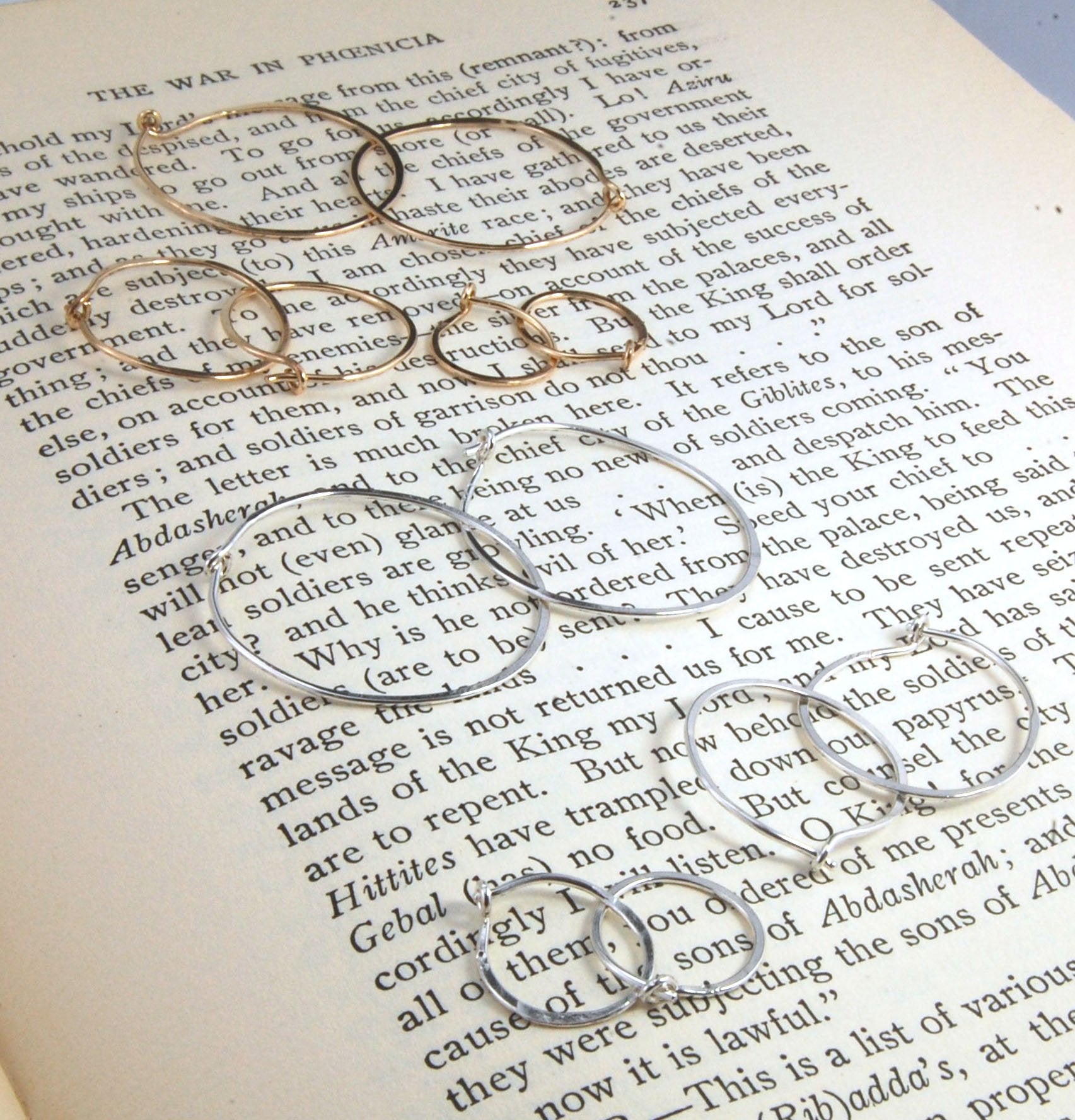 Hammered Hoops - Sterling - Small, Medium and Large Looking for an affordable handmade gift? Or some super lightweight Sterling Silver Hoops you can live in? These classic wire hammered hoops you can sleep and live in are forged from 20 gage Sterling wire