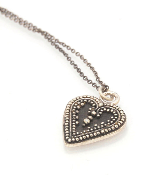 Victorian Heart Cast Granulation Sterling Silver Pendant It’s a HEART! This classic heart is is cast from a granulated original in my studio using the Lost Wax casting process.Granulation is a controlled fusing process that has been utilized for thousands