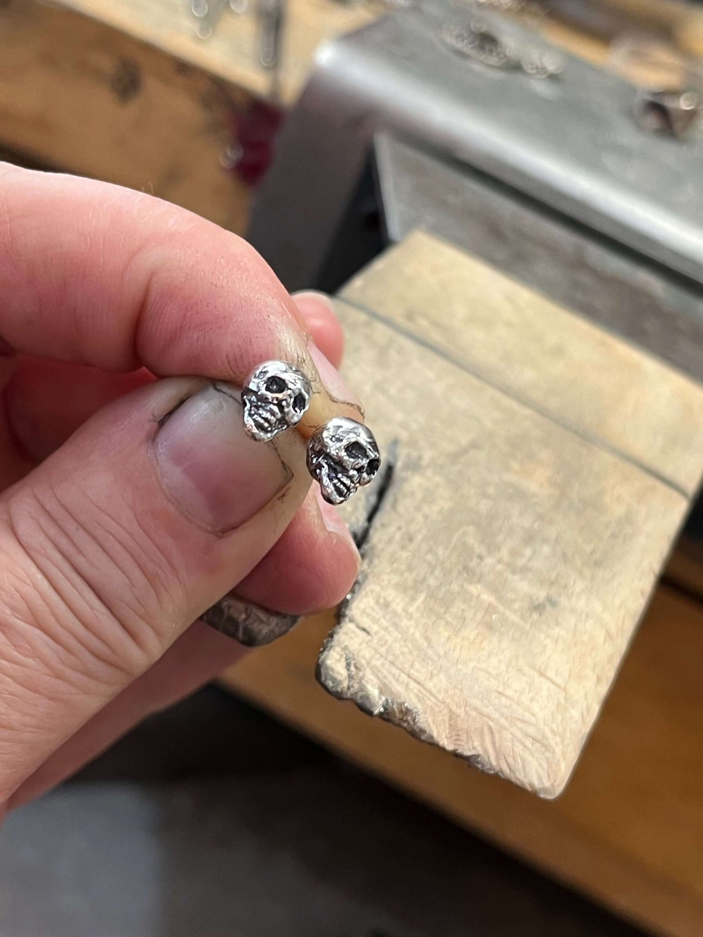 Yorick Skull Studs in Sterling Silver memento mori,skull,skull earrings,skull post,Stoics,Yorick skull These solid sterling silver Yorick Skull Studs are wax carved by hand and cast using the ancient process of Lost Wax to cast them in sterling silver. I