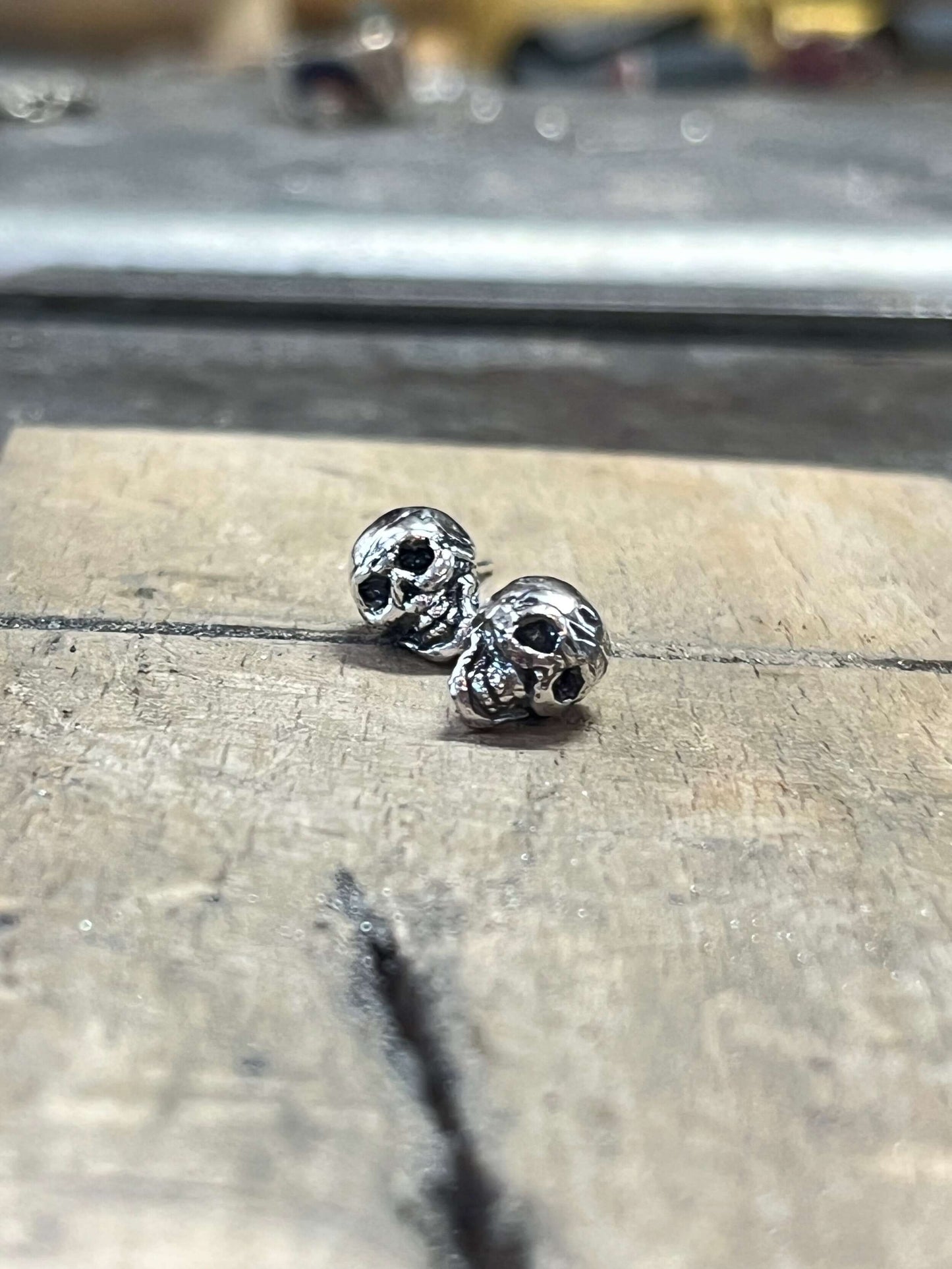 Yorick Skull Studs in Sterling Silver memento mori,skull,skull earrings,skull post,Stoics,Yorick skull These solid sterling silver Yorick Skull Studs are wax carved by hand and cast using the ancient process of Lost Wax to cast them in sterling silver. I