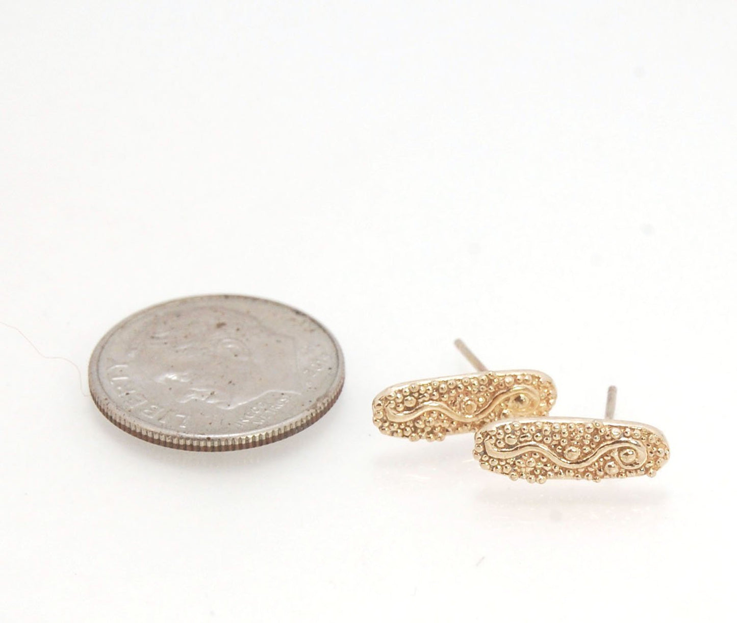 Seaweed Post Earrings - Large -in Sterling Silver or 14k gold These are the largest of my 2 seaweed detailed post earrings and are cast in sterling from an original granulated pair I designed to go with my Seaweed Collection.Cast in sterling using the pro