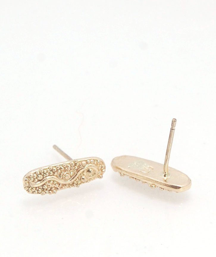 Seaweed Post Earrings - Large -in Sterling Silver or 14k gold These are the largest of my 2 seaweed detailed post earrings and are cast in sterling from an original granulated pair I designed to go with my Seaweed Collection.Cast in sterling using the pro