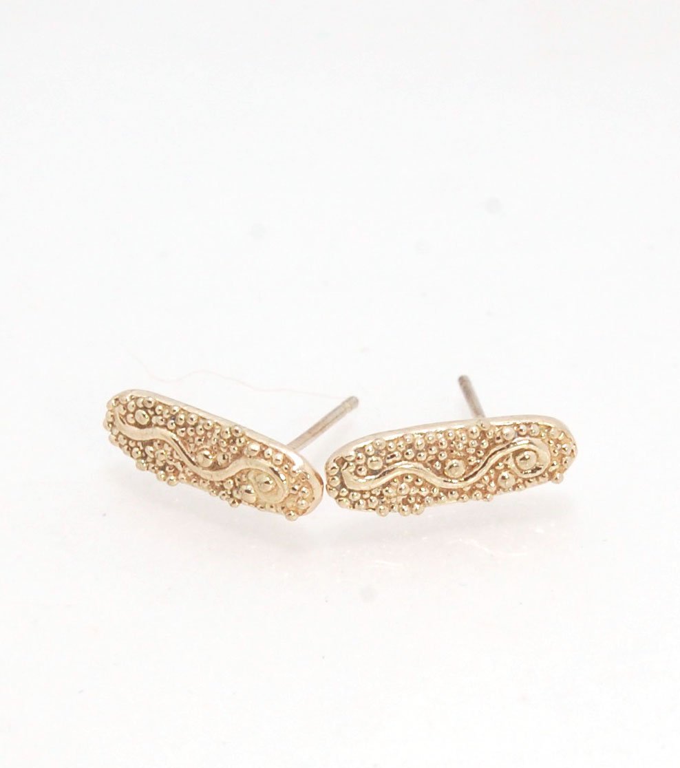 Seaweed Post Earrings - Large -in Sterling Silver or 14k gold These are the largest of my 2 seaweed detailed post earrings and are cast in sterling from an original granulated pair I designed to go with my Seaweed Collection.Cast in sterling using the pro