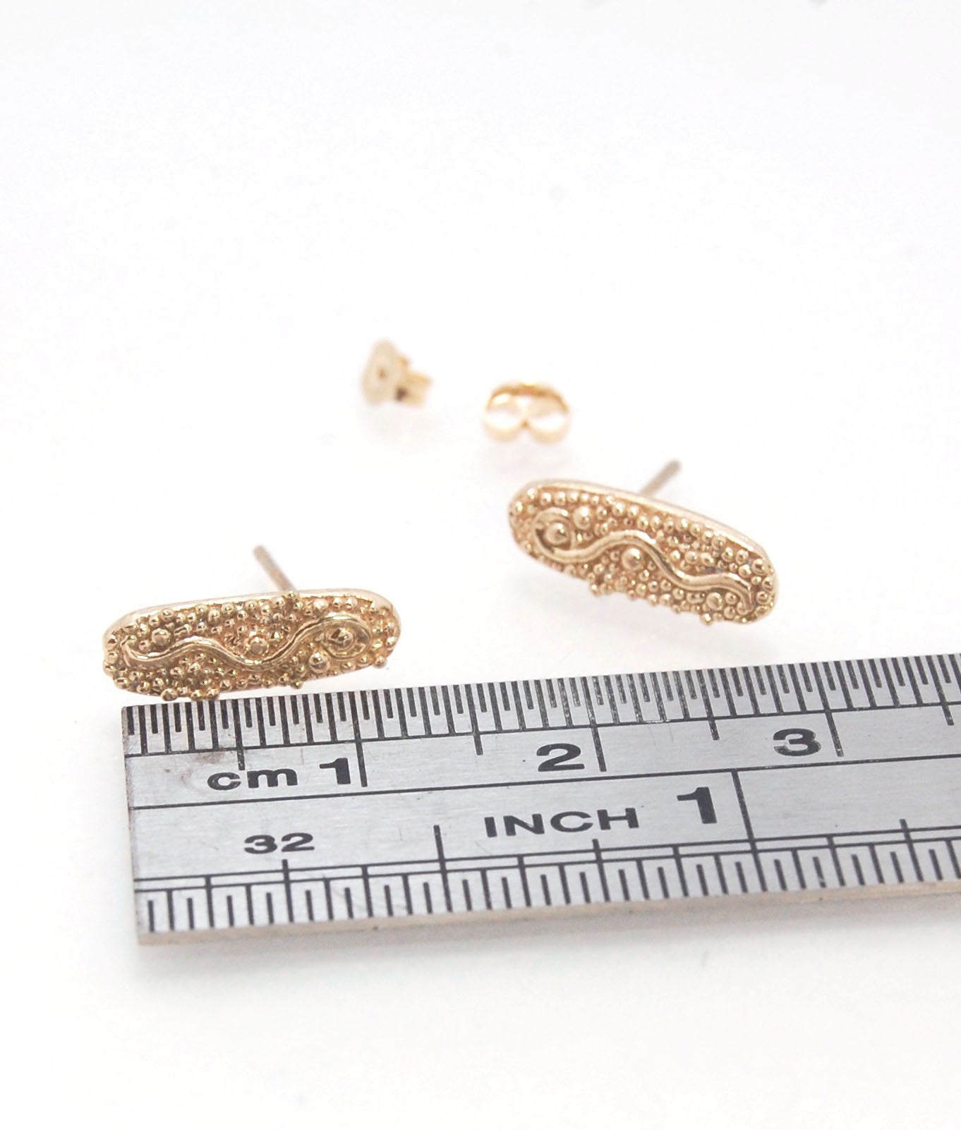 Seaweed Post Earrings - Large -in Sterling Silver or 14k gold These are the largest of my 2 seaweed detailed post earrings and are cast in sterling from an original granulated pair I designed to go with my Seaweed Collection.Cast in sterling using the pro