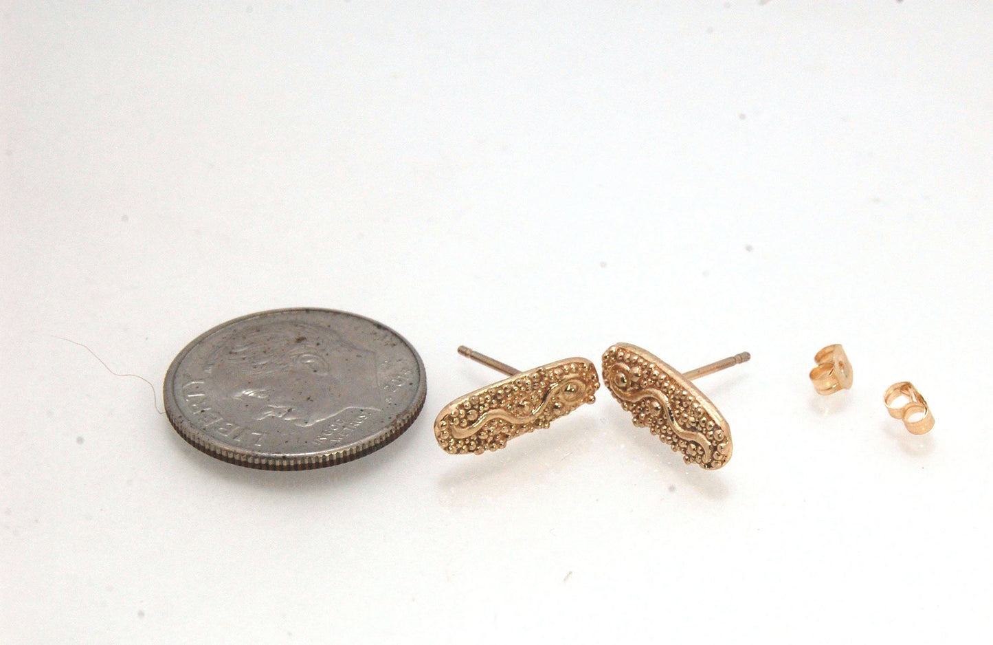 Seaweed Post Earrings - Large -in Sterling Silver or 14k gold These are the largest of my 2 seaweed detailed post earrings and are cast in sterling from an original granulated pair I designed to go with my Seaweed Collection.Cast in sterling using the pro