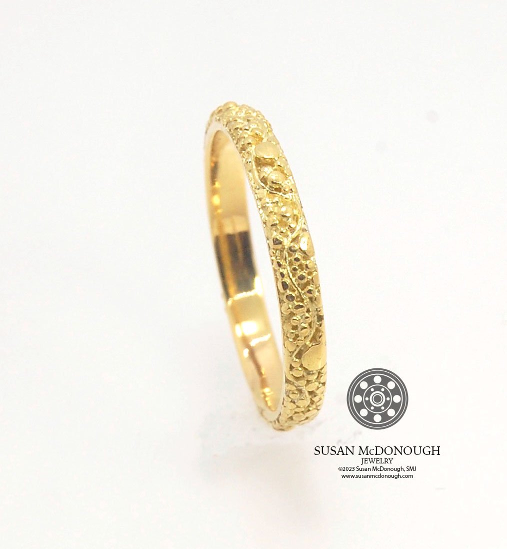 Milky Way Band - 3mm - in 18, 14k or Sterling Silver This is a one-of-a-kind 18k ring handmade using the ancient process of granulation and the pattern following a wavy line with granules of varying dimensions, sort of like the Milky Way! This Milky Way b