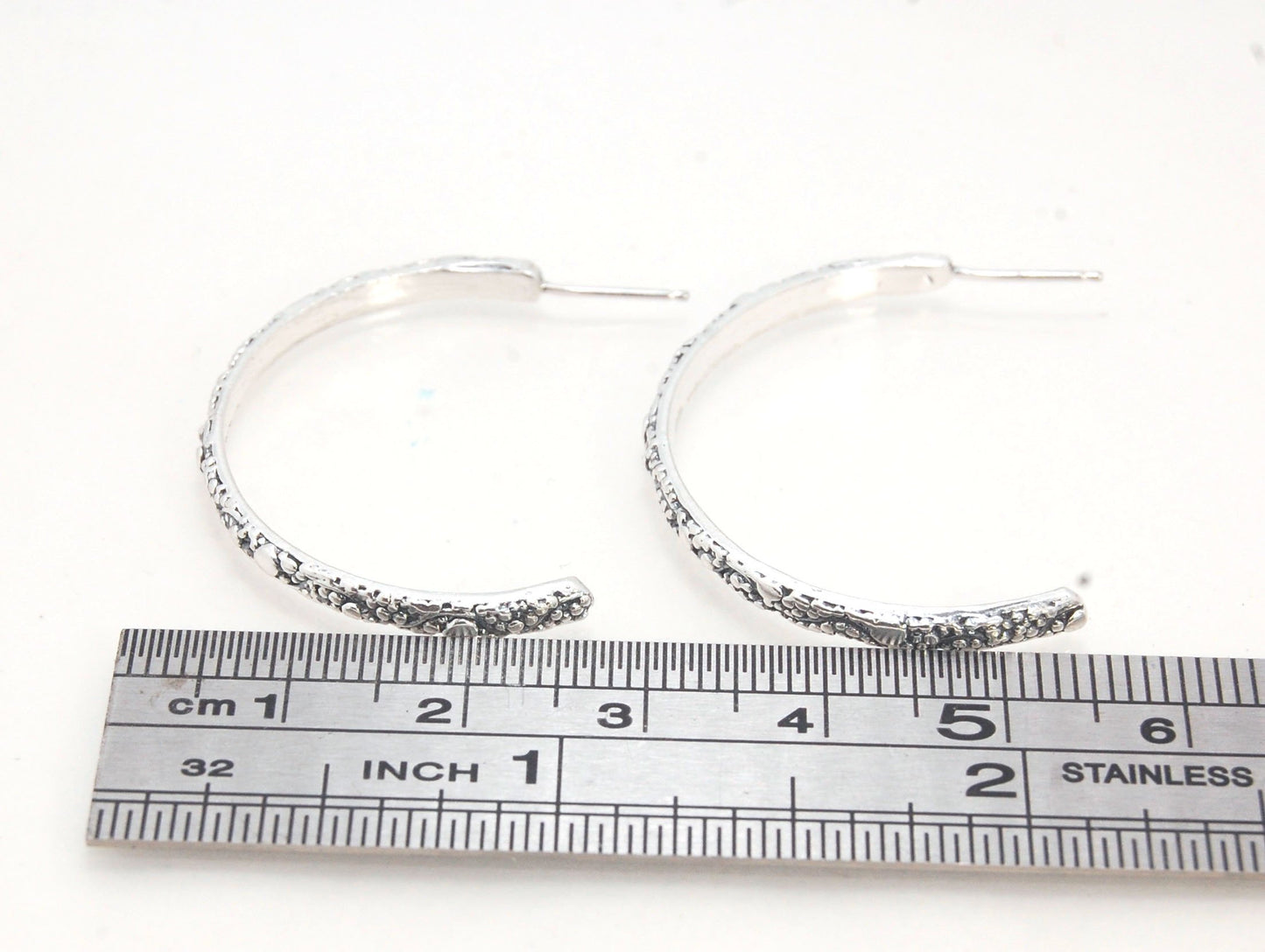 Milky Way Crescent Posts - Sterling - Large These post earrings in the form of a large crescent are made from my Milkyway pattern with heavy granules and ingot slices. These earrings have a post and ear nut.I made the original band in Fine silver using th