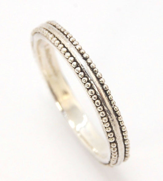 2.8mm Half Round Grain Rim Band - Available in Silver, 14k Yellow or 18k yellow Gold These are terrific in a stack or as a commitment ring! This is cast from a granulated original and is pictured in silver and can be cast in Sterling Silver, 14k yellow or