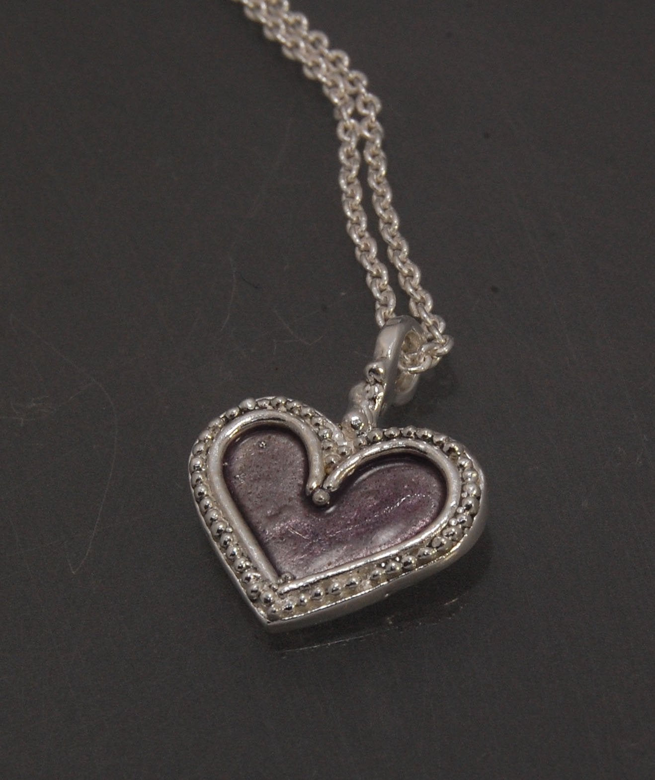 Enamel Heart Charm in Fine SIlver It’s a HEART of fine silver granulation that I made a mold of, then cast, then enameled! In your choice of colors: Red, Purple, Green, Black, Azalea, HollyhockGranulation is an ancient fusing process utilized for thousand