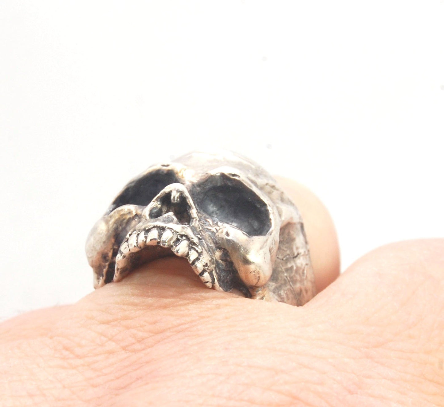 Richard II Skull Ring in Sterling This is a heavy, heavy-duty, solid skull ring that is Made to Order for you in your size. You will probably not want to play picklebalI or play the flute while wearing this heavy ring. Just saying. I carved this skull in