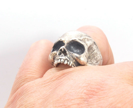 Richard II Skull Ring in Sterling This is a heavy, heavy-duty, solid skull ring that is Made to Order for you in your size. You will probably not want to play picklebalI or play the flute while wearing this heavy ring. Just saying. I carved this skull in