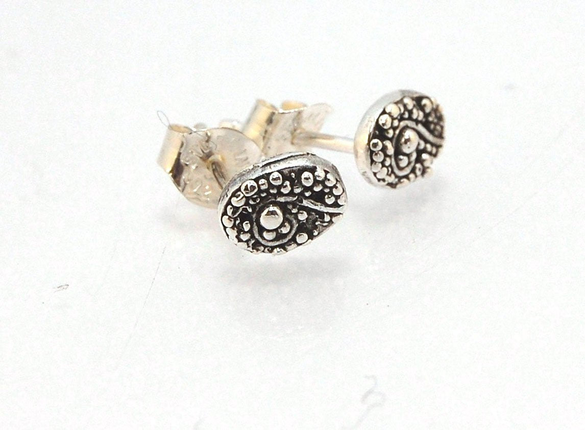 Seaweed Post Earrings - Small - Sterling or 14k gold These are the smallest of my 2 seaweed detailed post earrings and are cast in sterling from an original granulated pair I designed to go with my Seaweed Collection.Cast in sterling using the process of