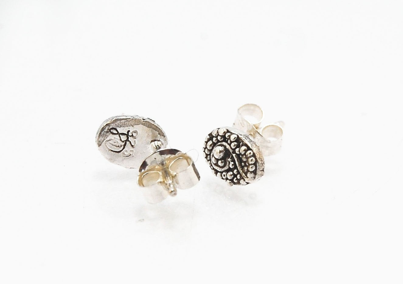 Seaweed Post Earrings - Small - Sterling or 14k gold These are the smallest of my 2 seaweed detailed post earrings and are cast in sterling from an original granulated pair I designed to go with my Seaweed Collection.Cast in sterling using the process of