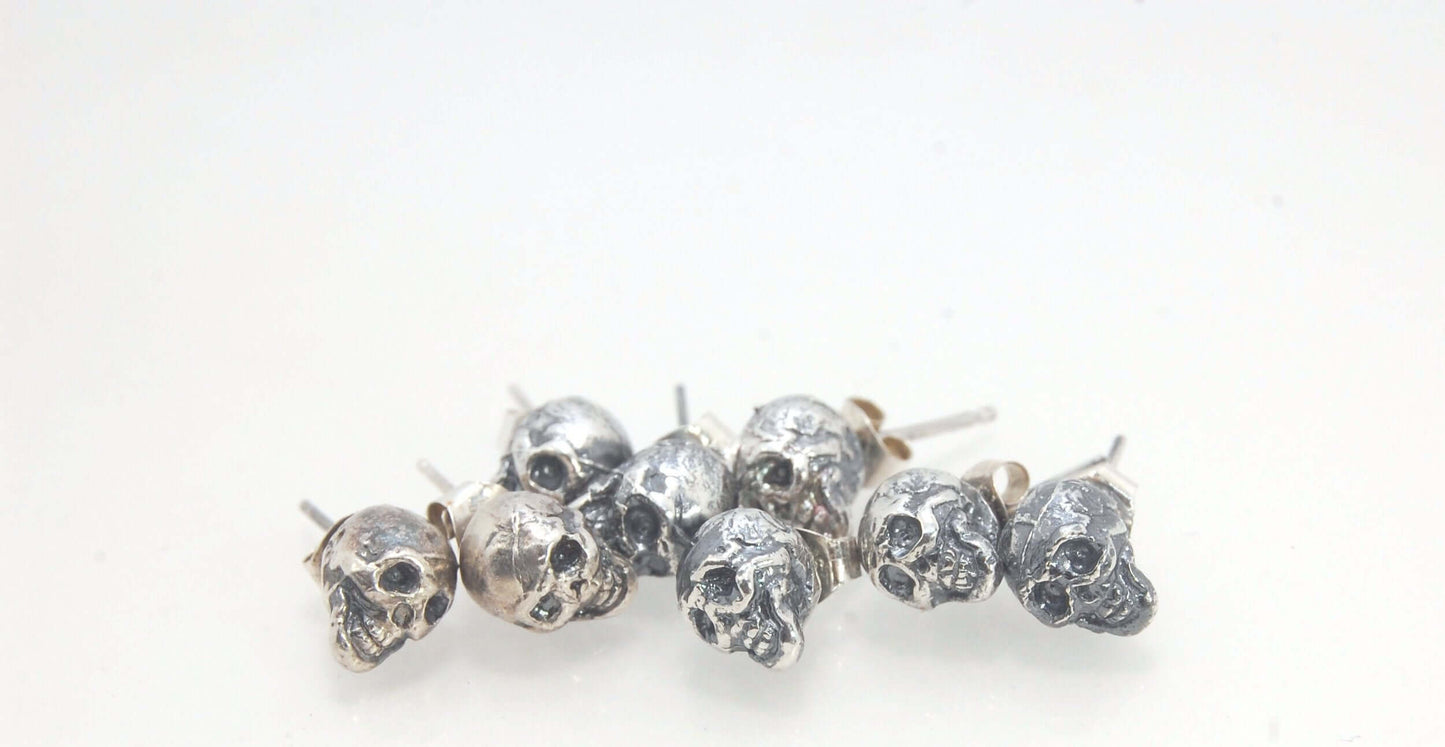 Yorick Skull Studs in Sterling Silver memento mori,skull,skull earrings,skull post,Stoics,Yorick skull These solid sterling silver Yorick Skull Studs are wax carved by hand and cast using the ancient process of Lost Wax to cast them in sterling silver. I