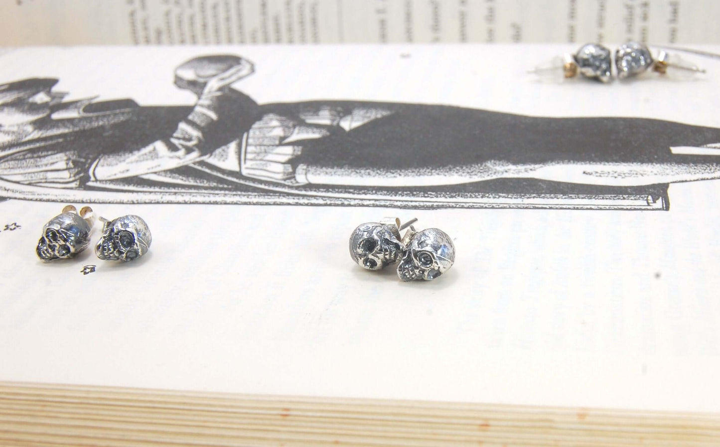 Yorick Skull Studs in Sterling Silver memento mori,skull,skull earrings,skull post,Stoics,Yorick skull These solid sterling silver Yorick Skull Studs are wax carved by hand and cast using the ancient process of Lost Wax to cast them in sterling silver. I