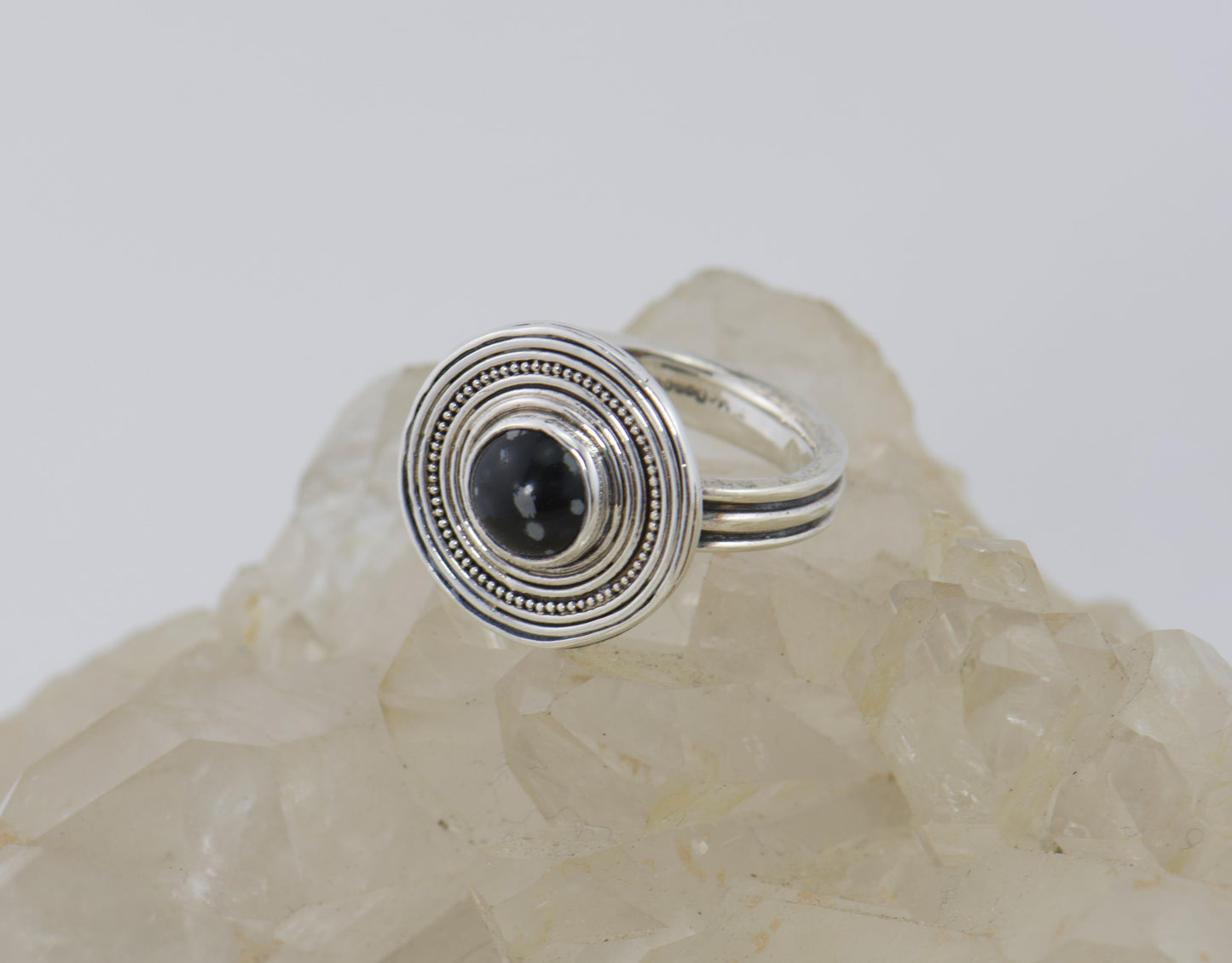Orbit Ring with Snowflake Jasper - Size 10 - One of a Kind