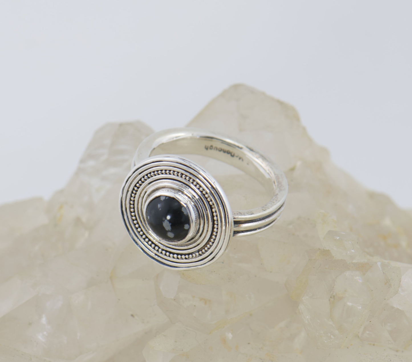 Orbit Ring with Snowflake Jasper - Size 10 - One of a Kind
