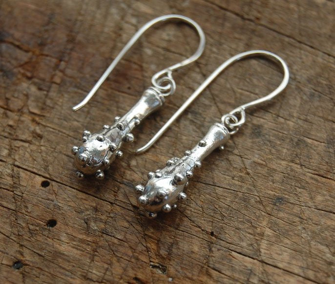 Bubble Club Dangle Earrings in Sterling These fun dangle earrings started as an experiment in wax that I ended up just LOVING!Here they are in Sterling after being cast using the ancient lost wax process. I then made a mold so I can make as many as I want