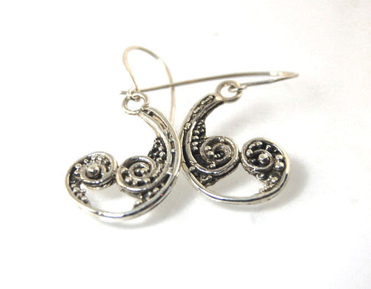 Dangle Cast Wave earrings - Large - Sterling These are cast versions of original granulation work, which is then molded for repeat waxes and then cast in my studio. (Actually outside on the porch because it is a smelly process!) These have french wires an