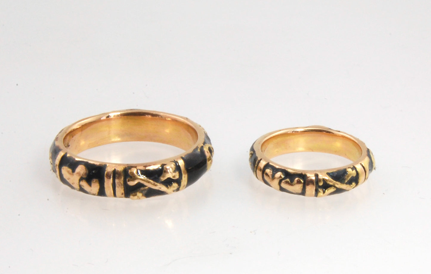 ENAMELED 14K Yellow Gold Memento Mori Skeleton Ring  -2.7mm-8mm - Choose from 5 Designs (Copy)