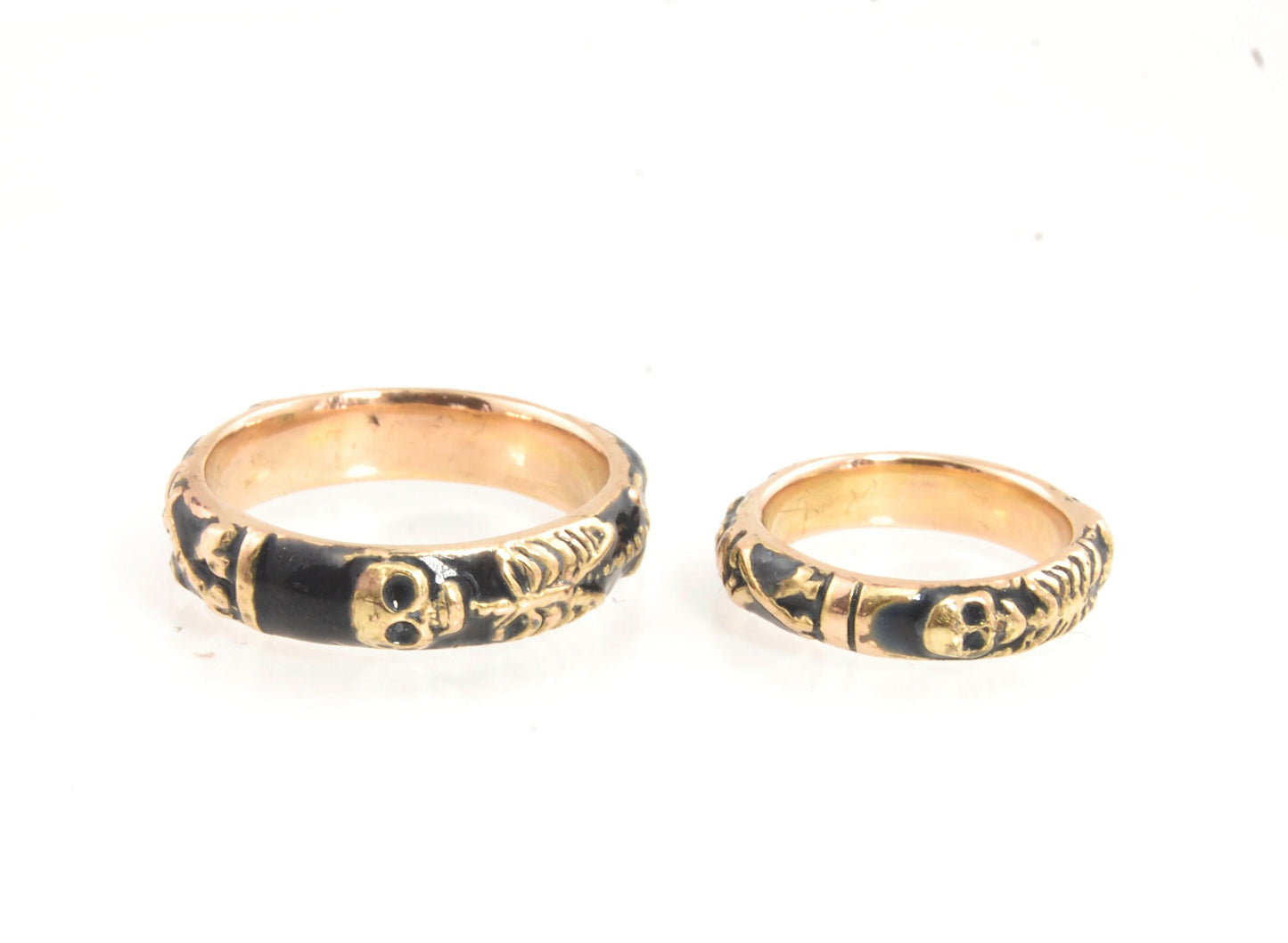 ENAMELED 14K Yellow Gold Memento Mori Skeleton Ring  -2.7mm-8mm - Choose from 5 Designs (Copy)