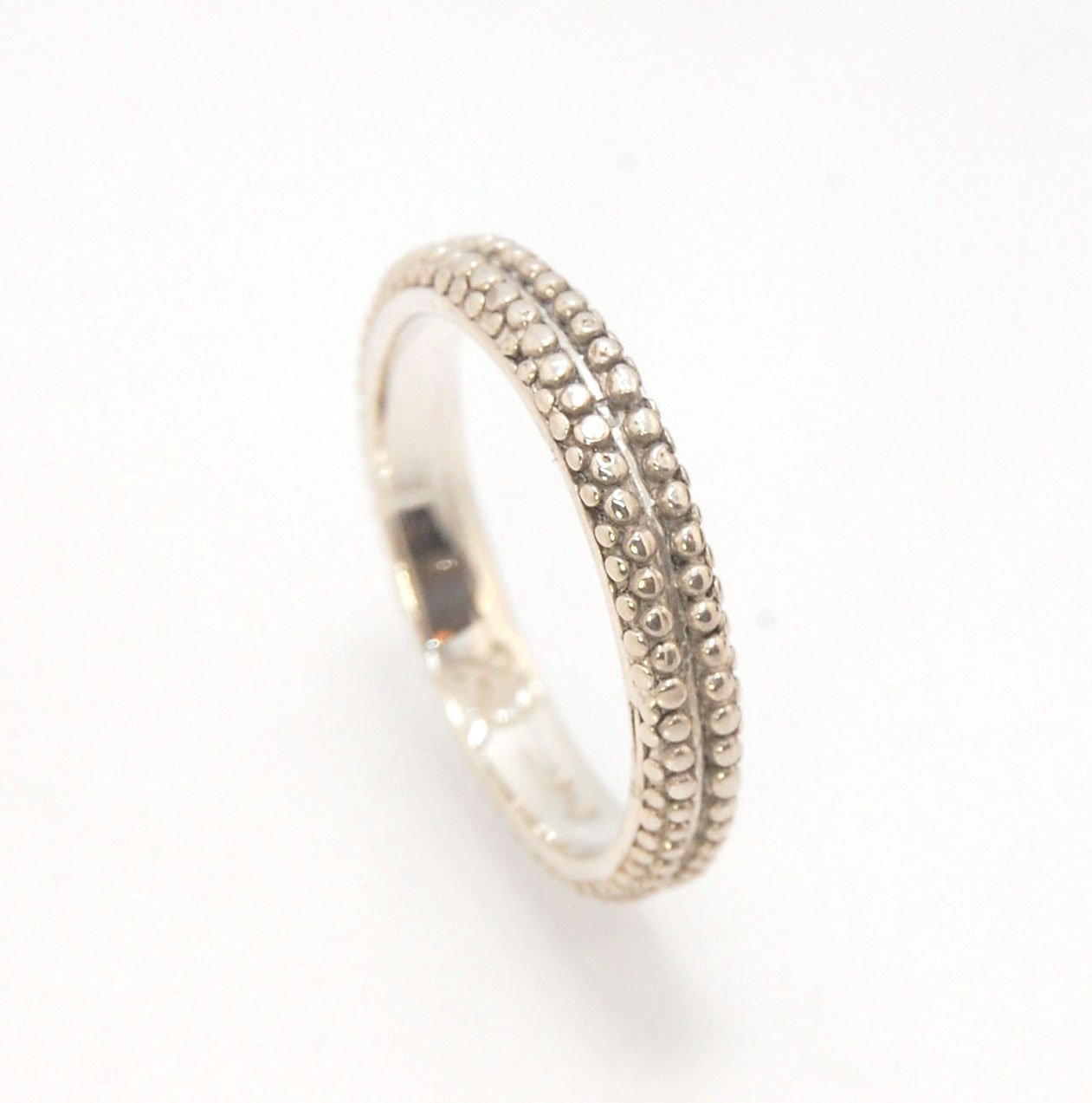 Double Row Granulation Band - Cast in Sterling Silver This is cast from a granulated original and is pictured here in Sterling Silver, but I can also cast this in 14k or 18k yellow gold. Or would be happy to make a similar design for you in original 18k g