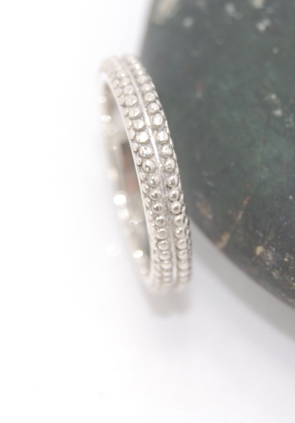 Double Row Granulation Band - Cast in Sterling Silver This is cast from a granulated original and is pictured here in Sterling Silver, but I can also cast this in 14k or 18k yellow gold. Or would be happy to make a similar design for you in original 18k g