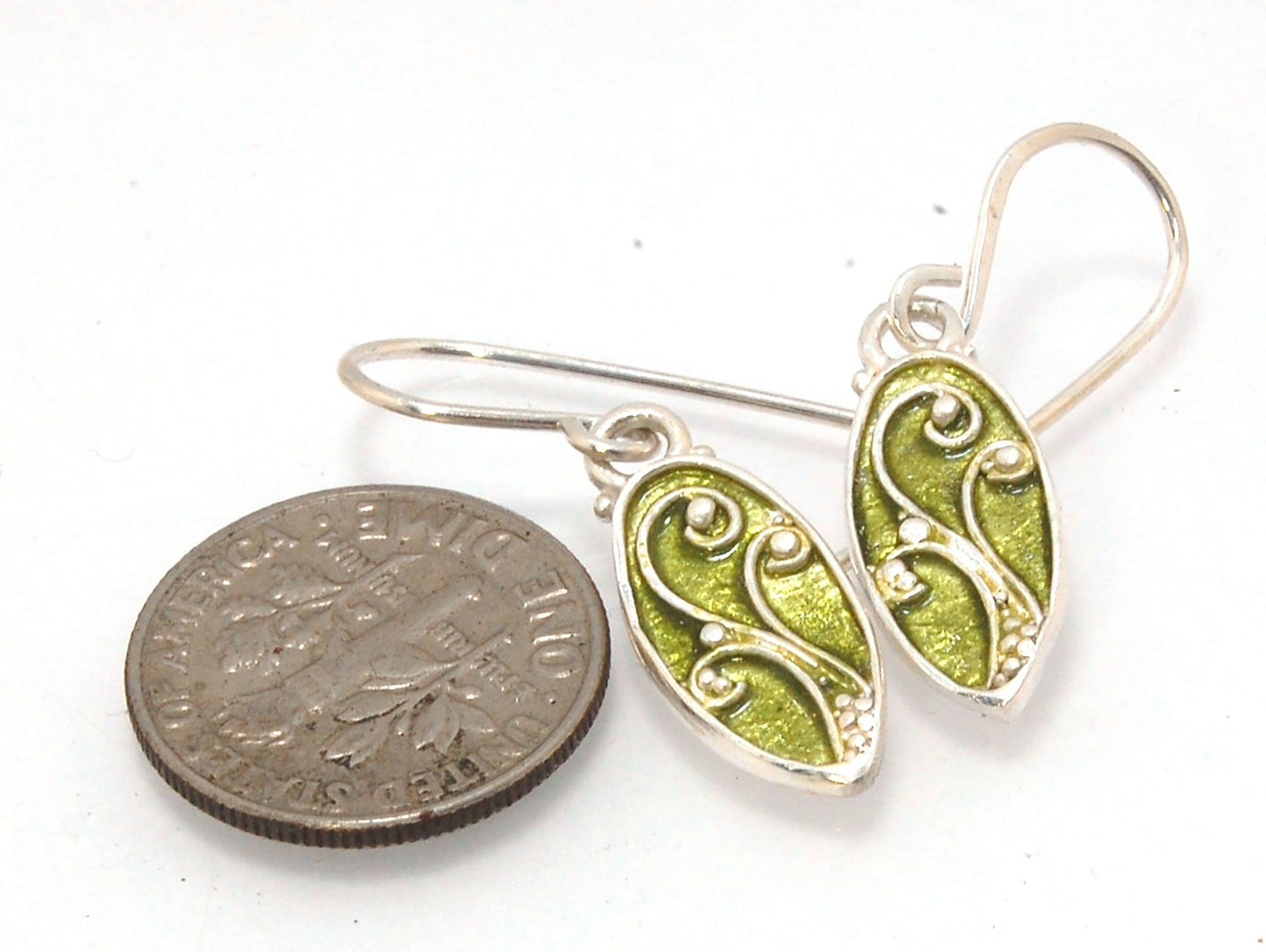 Enameled Sterling Fern Earrings -Oval -Small - Choice of 8 colors These are my small fern ovals and they can be enameled in 8 colors for you!Prussian Blue, Icy Blue, Turquoise, Oil Gray, Forest Green, Jade Green, Sage Green or Periwinkle BlueGreen.These e