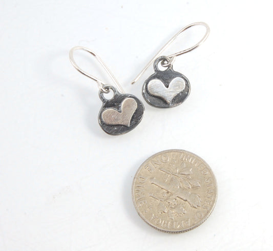 Heart Relief Oval Dangle Earrings