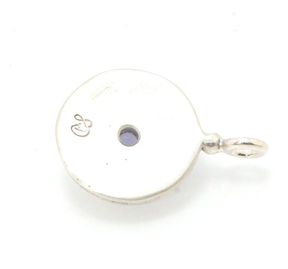 Cluster Charm in Sterling Silver with Moonstone, Iolite, Amethyst, or Garnet This sweet Cluster Charm is a Sterling Silver cast from a Fine Silver granulated original. You can choose from several stones for the center: Moonstone, Iolite , Amethyst, or Gar