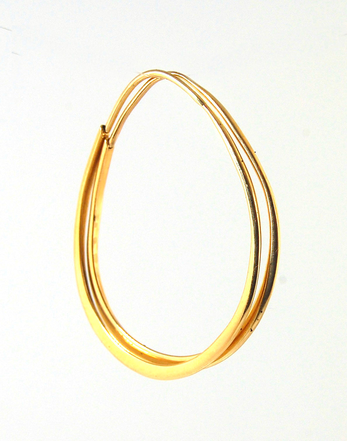 Long Hammered Lightweight 14k gold Hoops - One-of-a-Kind