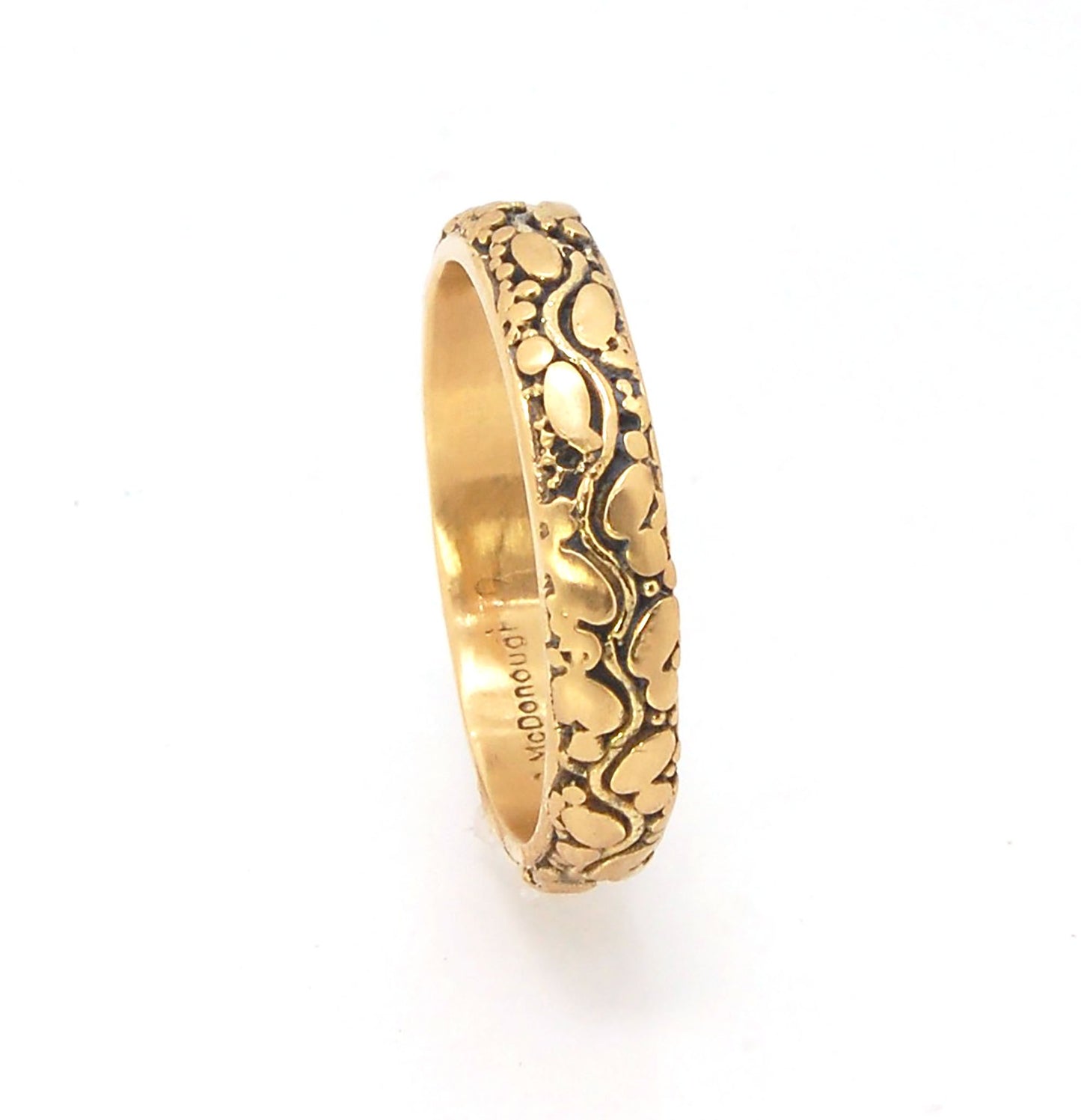 Oval Dot Pattern Band - 4.7mm - Order in any size -14k, 18k, Fine Silver or Sterling This is a 4.7 mm wide patterned band with ovals and heavy granules around a wavy center line.This is a cast version of a fun wavy patterned band with ovals and larger gra