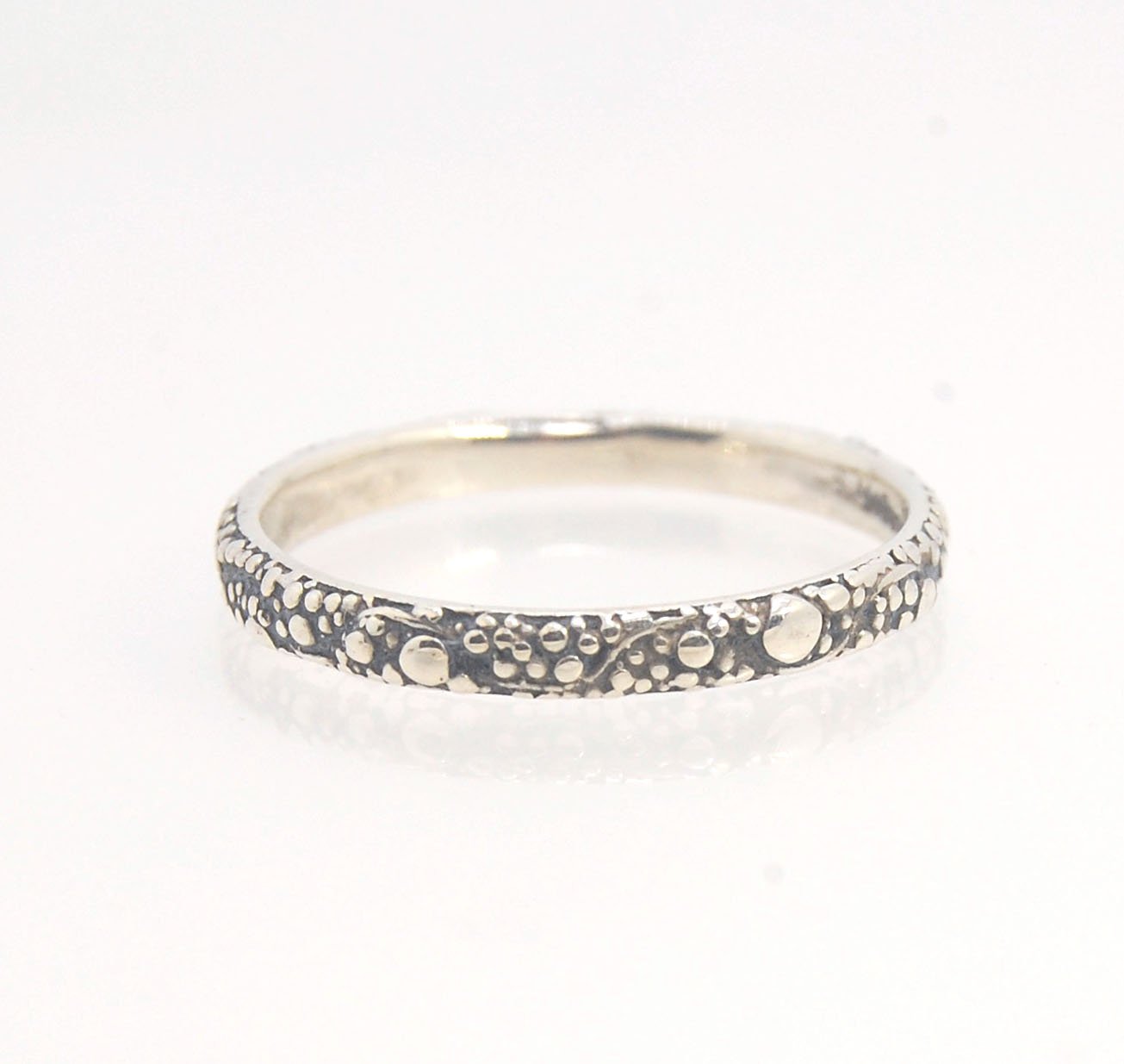 Milky Way Band - 3mm - in 18, 14k or Sterling Silver This is a one-of-a-kind 18k ring handmade using the ancient process of granulation and the pattern following a wavy line with granules of varying dimensions, sort of like the Milky Way! This Milky Way b