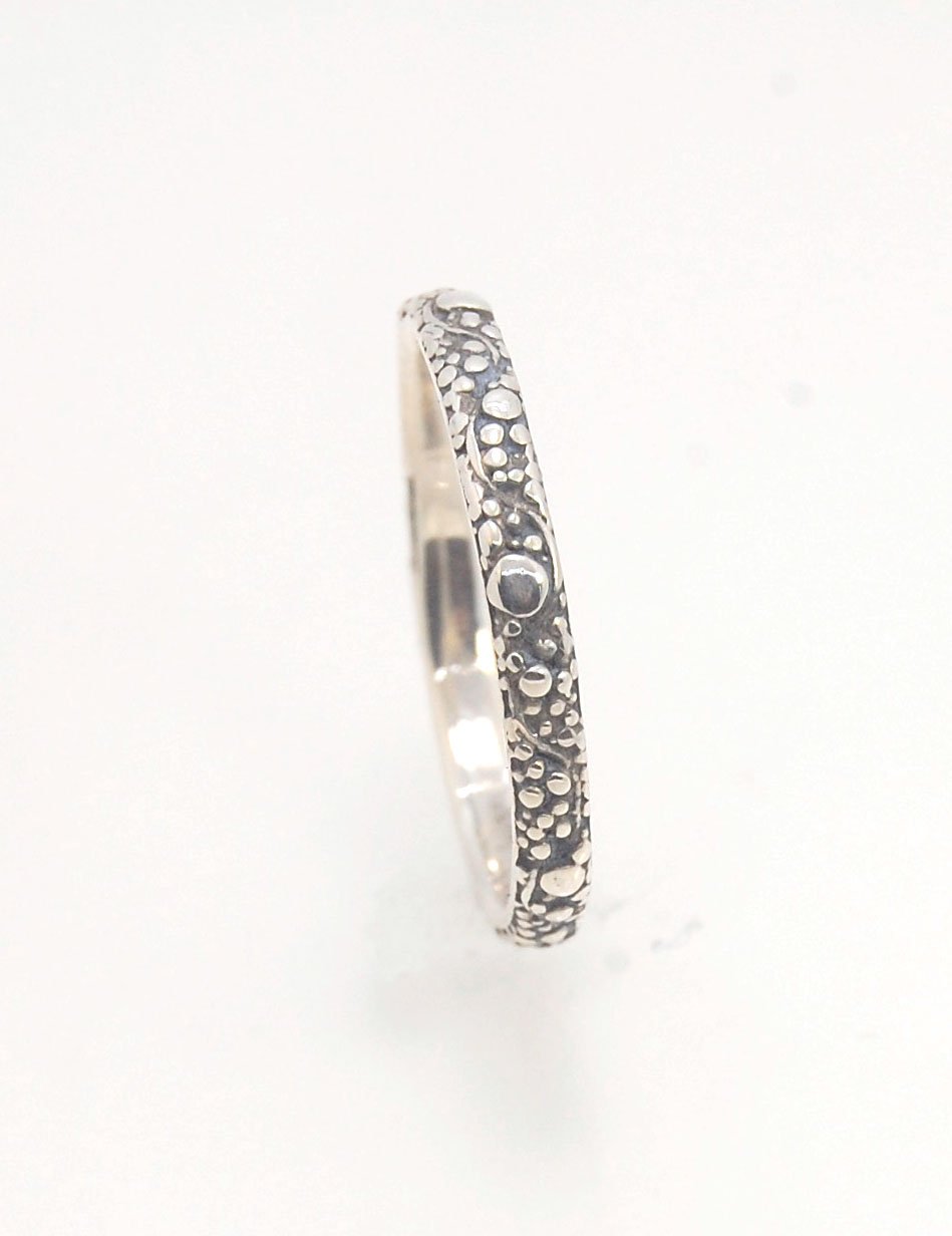 Milky Way Band - 3mm - in 18, 14k or Sterling Silver This is a one-of-a-kind 18k ring handmade using the ancient process of granulation and the pattern following a wavy line with granules of varying dimensions, sort of like the Milky Way! This Milky Way b