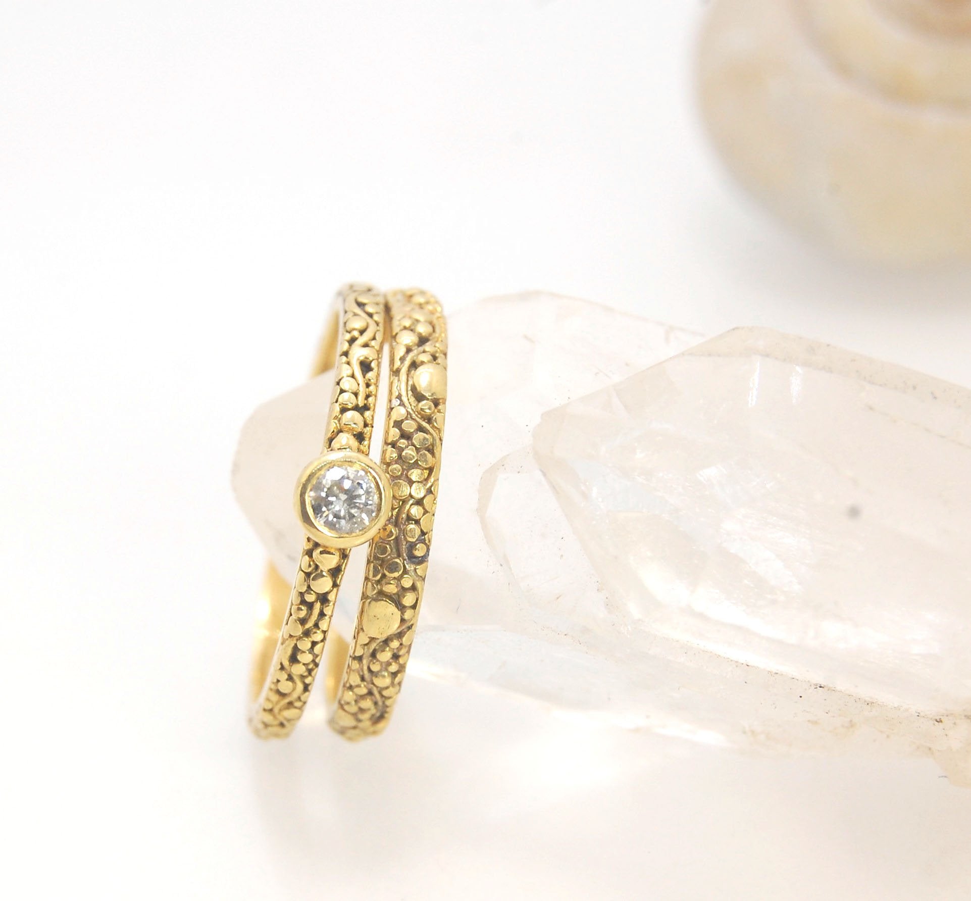 Milky Way Band - 3mm - in 18, 14k or Sterling Silver This is a one-of-a-kind 18k ring handmade using the ancient process of granulation and the pattern following a wavy line with granules of varying dimensions, sort of like the Milky Way! This Milky Way b