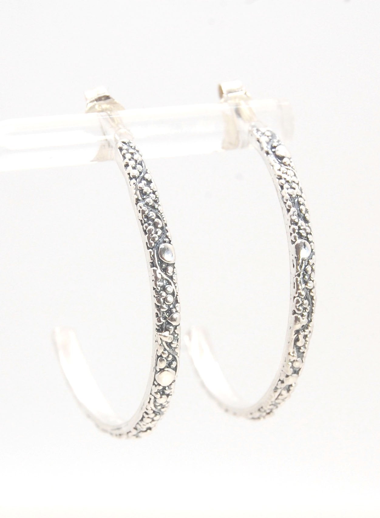 Milky Way Crescent Posts - Sterling - Large These post earrings in the form of a large crescent are made from my Milkyway pattern with heavy granules and ingot slices. These earrings have a post and ear nut.I made the original band in Fine silver using th