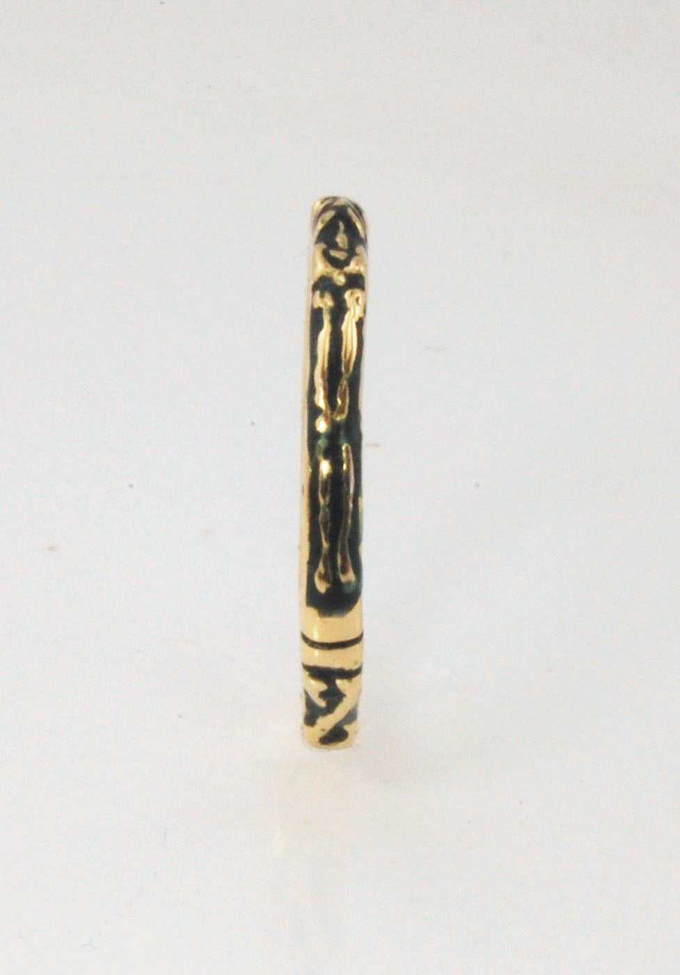Memento Mori Skeleton Ring in 14k gold with Black enamel  - 2.7mm