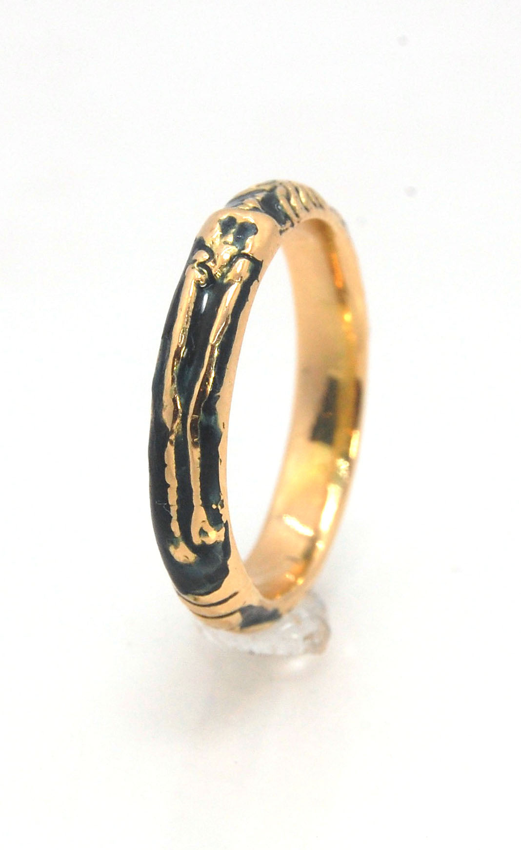 ENAMELED 14K Yellow Gold Memento Mori Skeleton Ring  -2.7mm-8mm - Choose from 5 Designs (Copy)