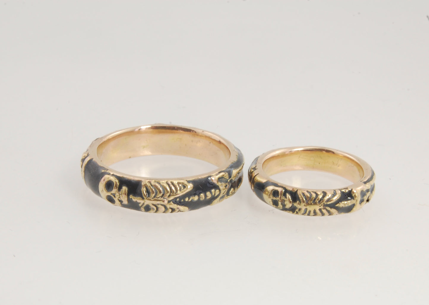 ENAMELED 14K Yellow Gold Memento Mori Skeleton Ring  -2.7mm-8mm - Choose from 5 Designs (Copy)