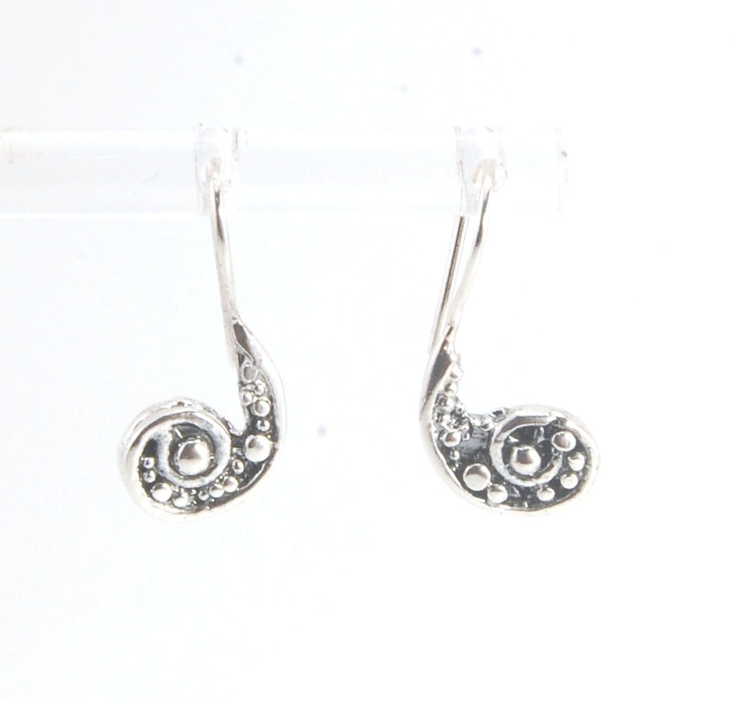 Nautilus Spiral Earrings -Small - Sterling These are cast versions of original granulation work, which is then molded for repeat waxes and then cast in my studio. (Actually outside on the porch because it is a smelly process!) These have a french wire and