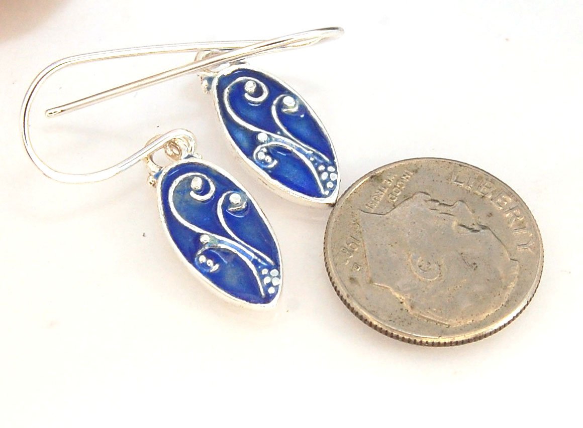 Enameled Sterling Fern Earrings -Oval -Small - Choice of 8 colors These are my small fern ovals and they can be enameled in 8 colors for you!Prussian Blue, Icy Blue, Turquoise, Oil Gray, Forest Green, Jade Green, Sage Green or Periwinkle BlueGreen.These e