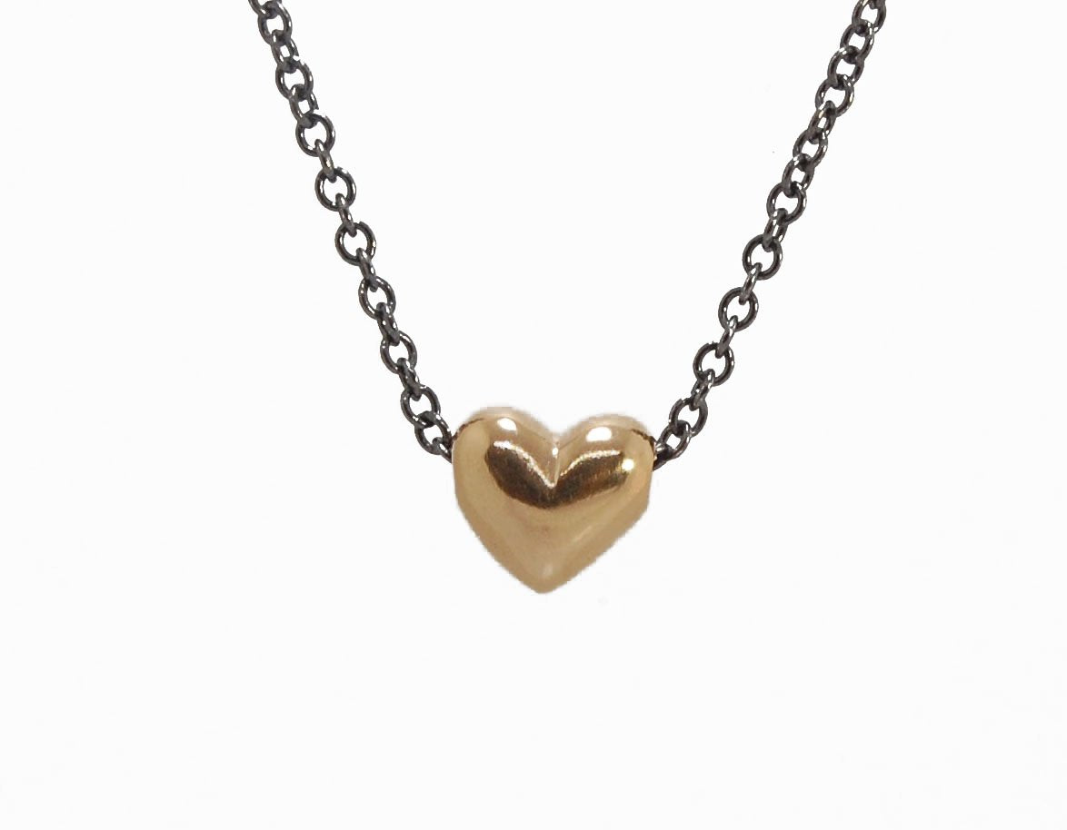 OMG Puffy Heart Slider Pendant in 14k gold OMG! This puffy heart pendant is super cute! I carved this little guy in wax and have been casting them all week!A drilled-out solid puffy heart cast in solid 14k gold and drilled to accommodate a 1.5mm chain. Th