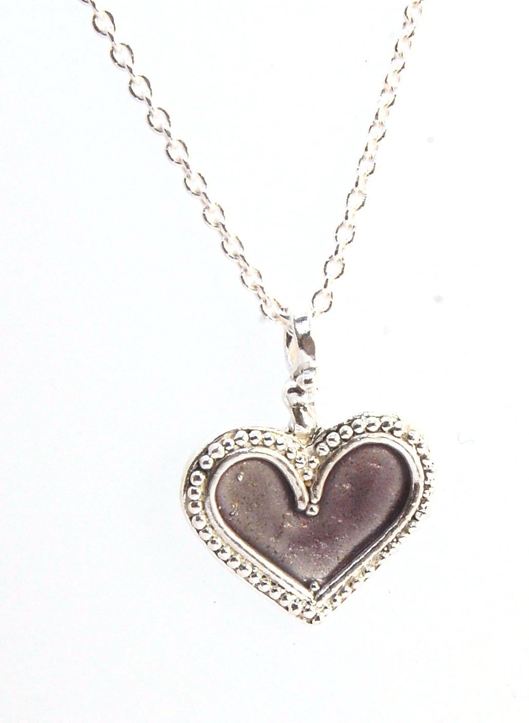 Enamel Heart Charm in Fine SIlver It’s a HEART of fine silver granulation that I made a mold of, then cast, then enameled! In your choice of colors: Red, Purple, Green, Black, Azalea, HollyhockGranulation is an ancient fusing process utilized for thousand