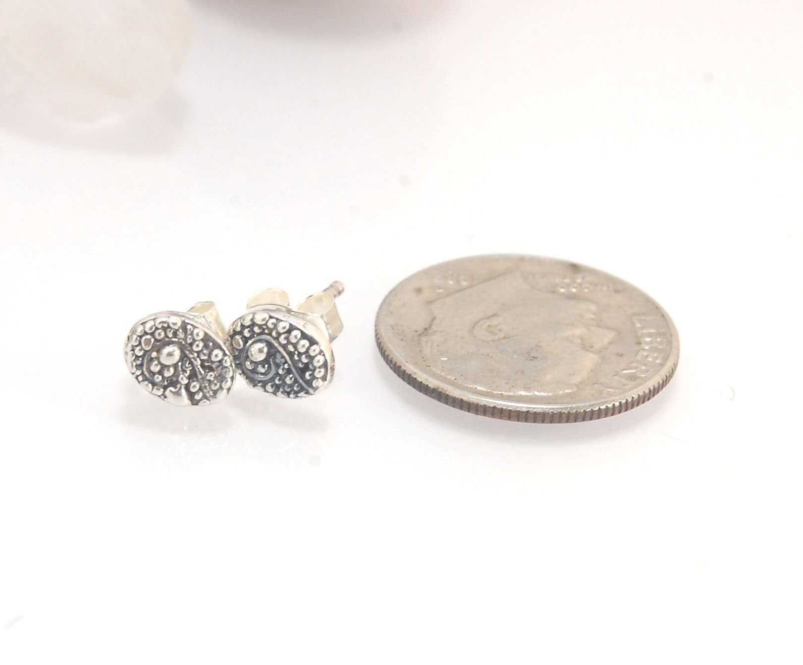 Seaweed Post Earrings - Small - Sterling or 14k gold These are the smallest of my 2 seaweed detailed post earrings and are cast in sterling from an original granulated pair I designed to go with my Seaweed Collection.Cast in sterling using the process of